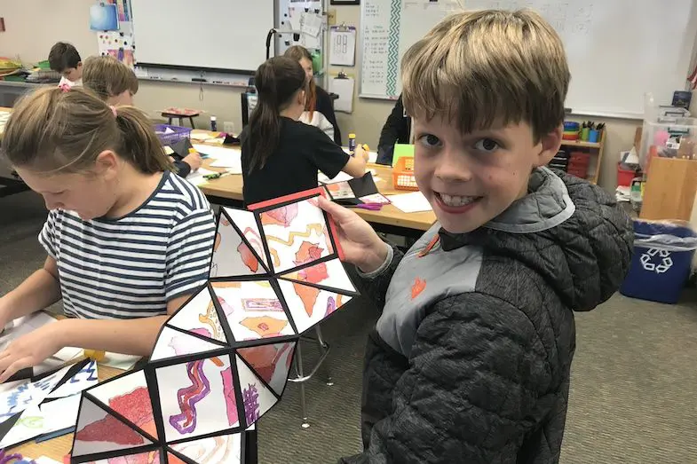 In grades K-5, students express themselves through the experimental use of different media. Their work is often based on homeroom studies. Lower School also has an emphasis on music,  and when childre